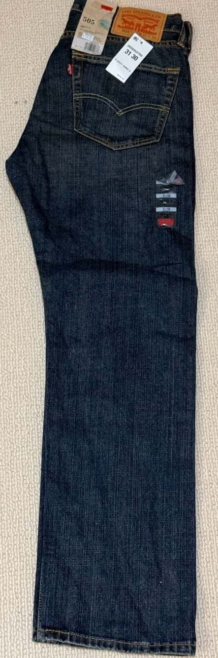 Levi's 505 Regular Fit Straight Leg Jeans Dark Wash 31x30 NWT